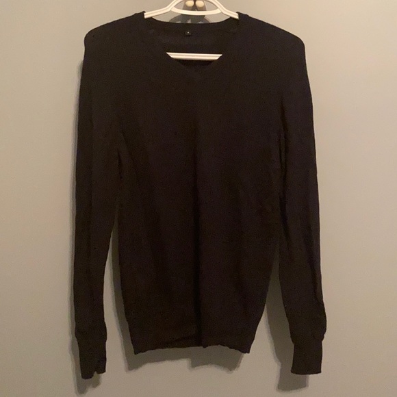 Muji Navy Yak Blend Wool v-neck Sweater - Picture 2 of 5